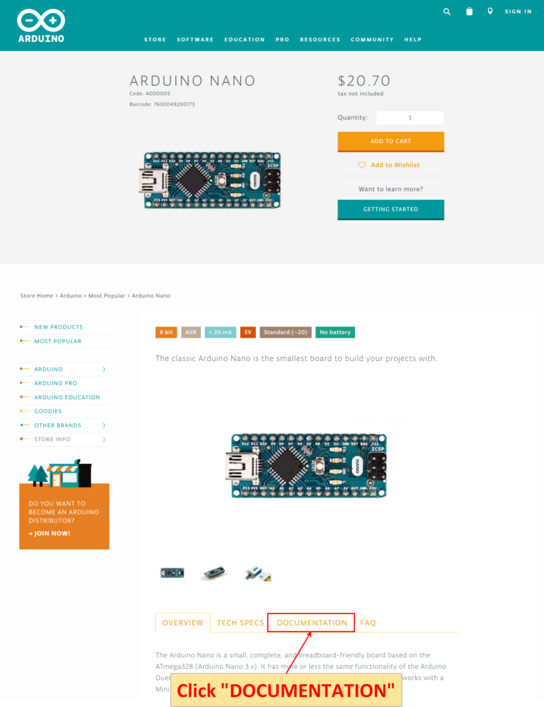 Arduino Nano DOCUMENTATION