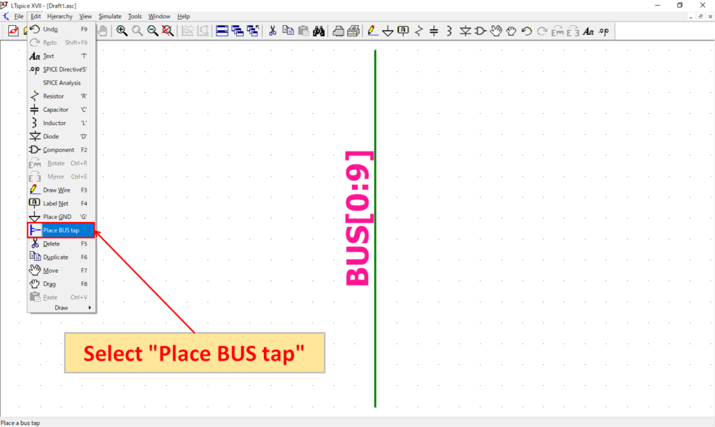 LTspice XVII Place BUS tap