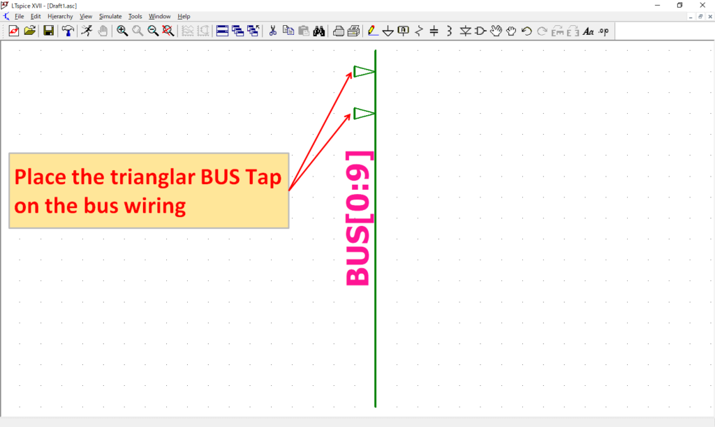 LTspice XVII Place trianglar BUS tap