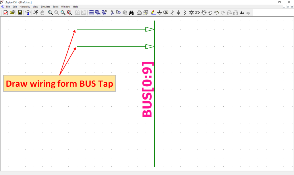 LTspice XVII Draw wiring BUS tap