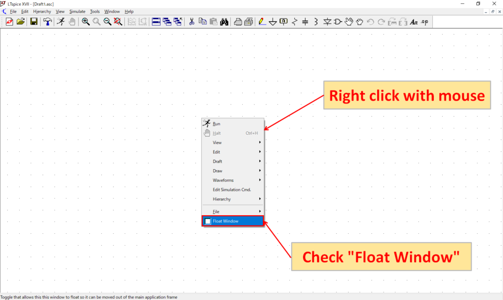 LTspice XVII Float Window