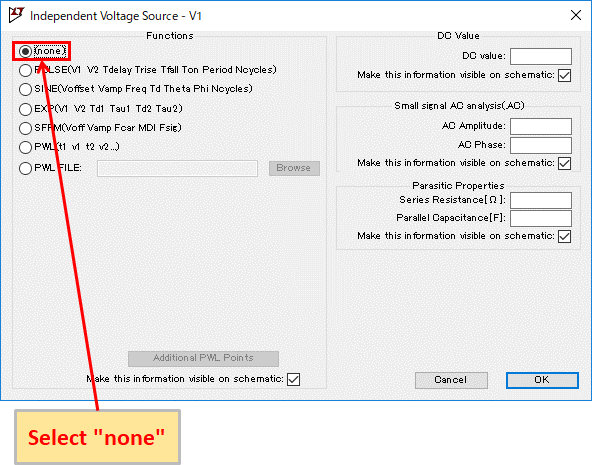 LTspice XVII Signal source setting