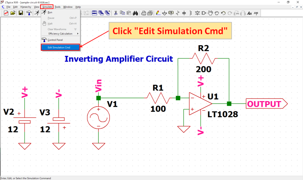 LTspice XVII Edit Simulation Cmd