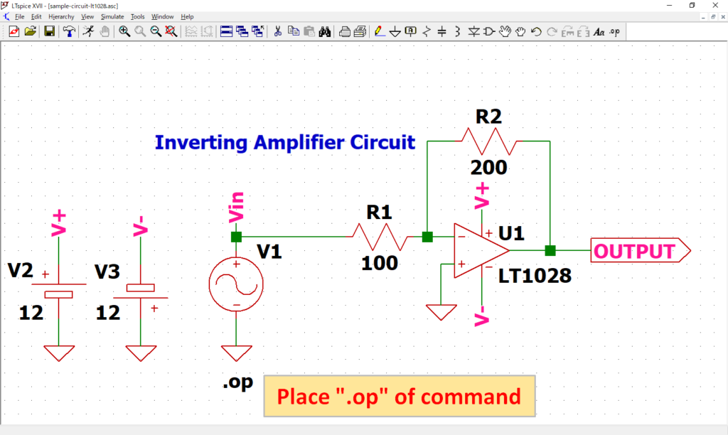 LTspice XVII Place .op command