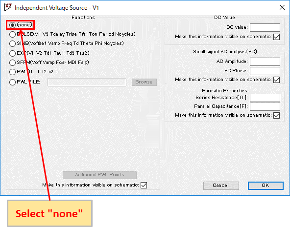 LTspice XVII Signal source setting