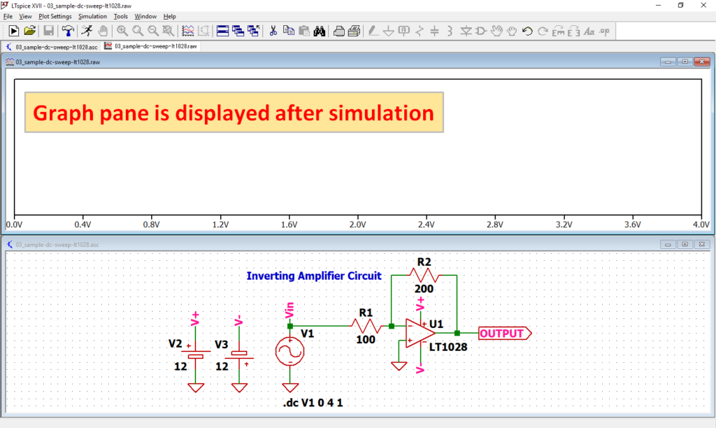 LTspice XVII Graph pane Displayed