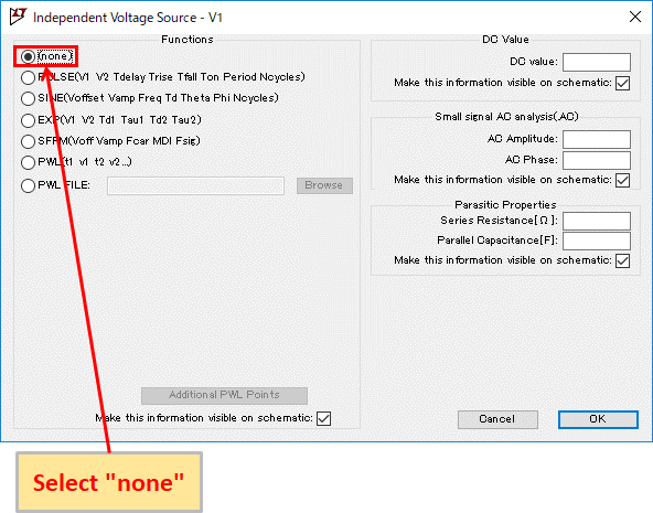 LTspice XVII Signal source setting