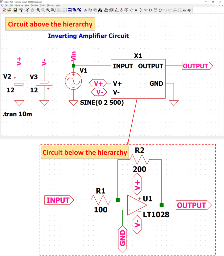 LTspice XVII Circuit hierarchy(blocked)