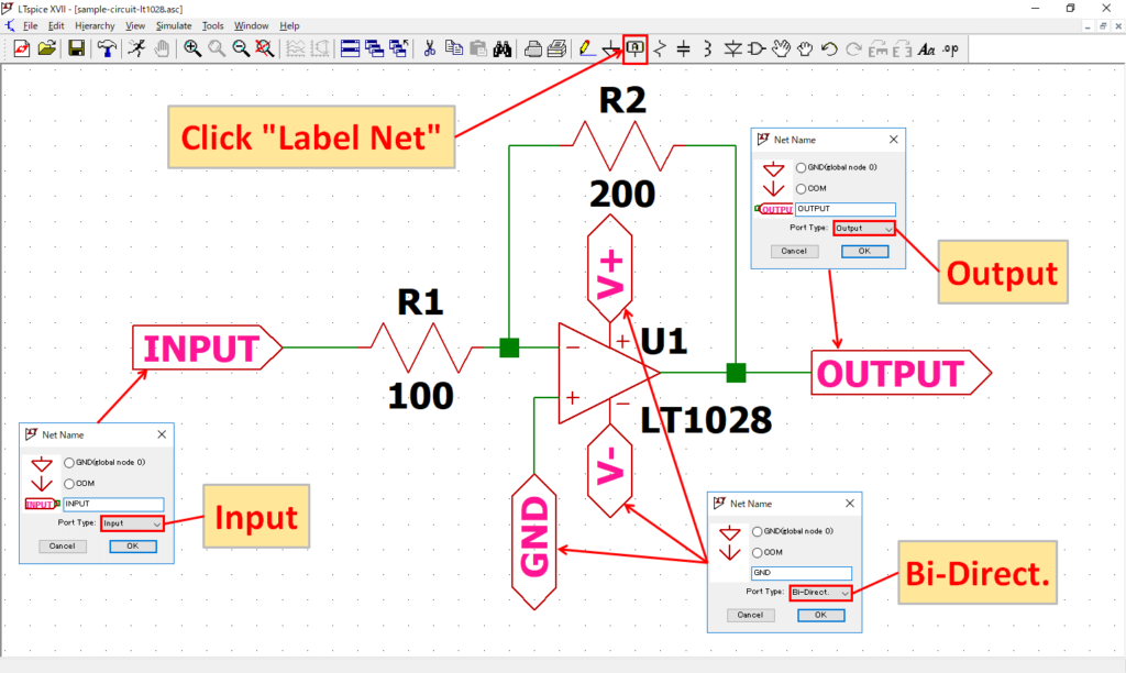 LTspice XVII Label Net