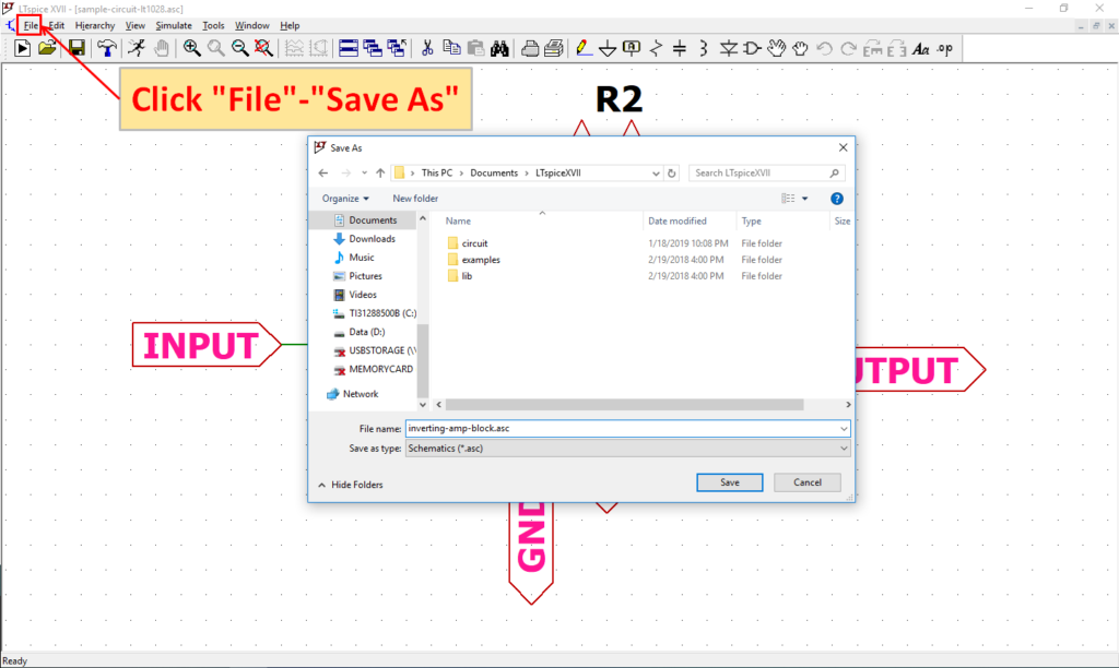 LTspice XVII Save As