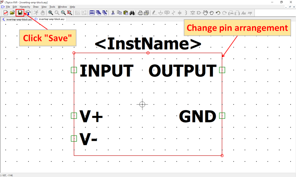 LTspice XVII Change pin arrangement
