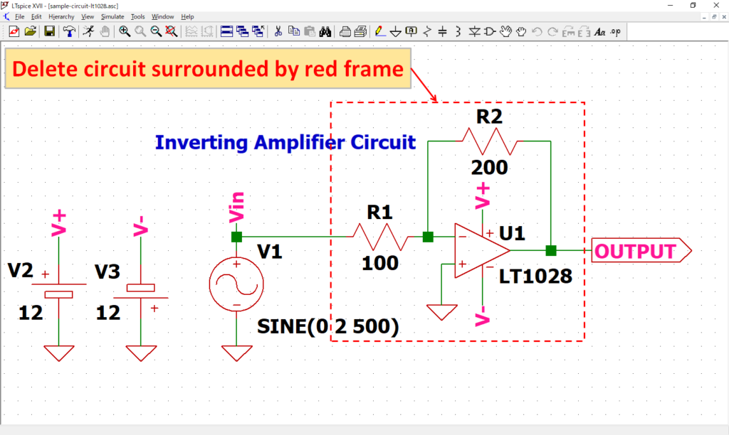 LTspice XVII Delete circuit