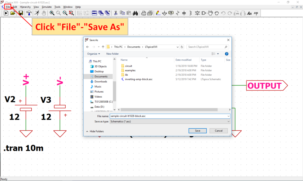LTspice XVII Save As