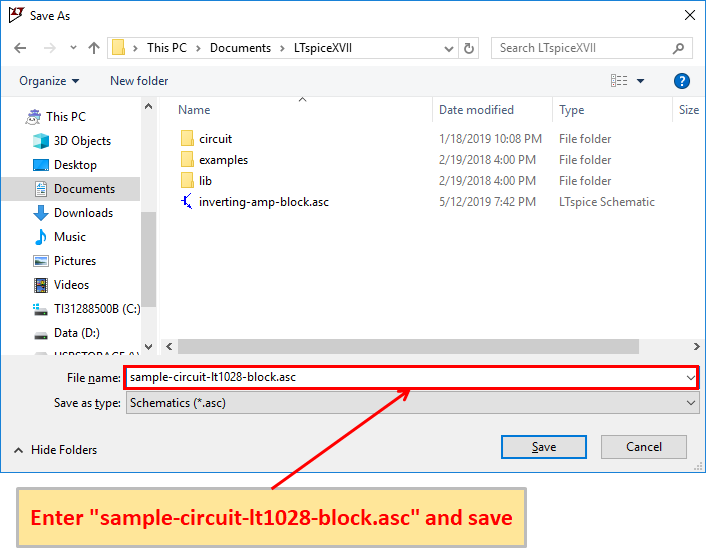 LTspice XVII Save sample-circuit-lt1028.asc