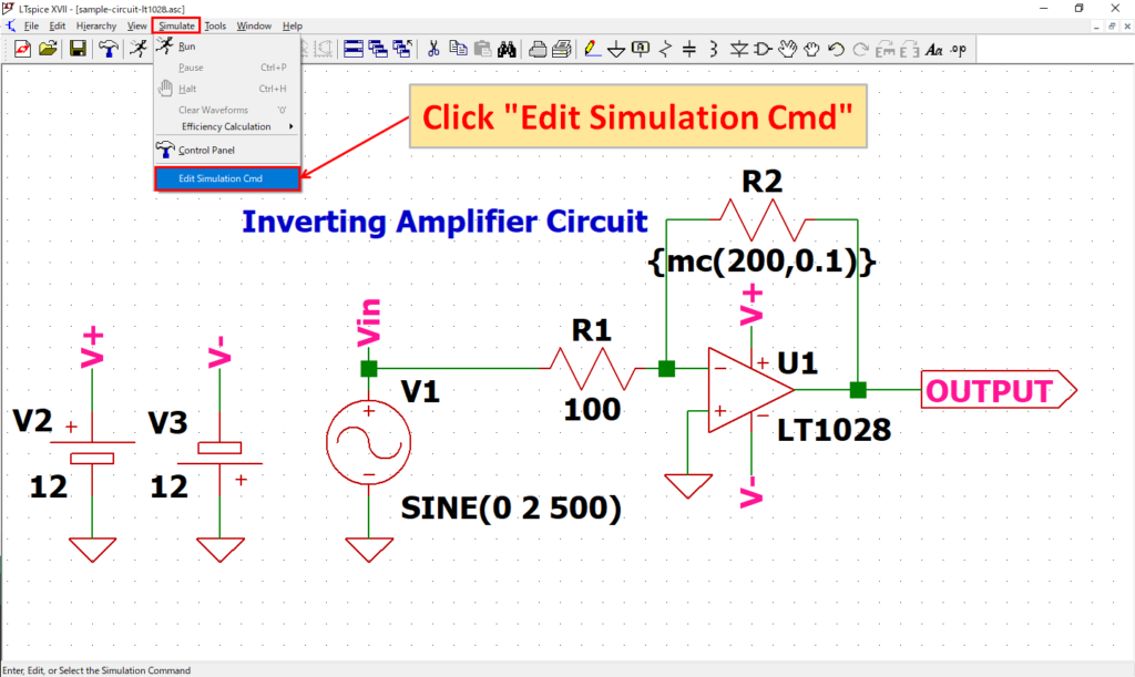 LTspice XVII Edit Simulation Cmd