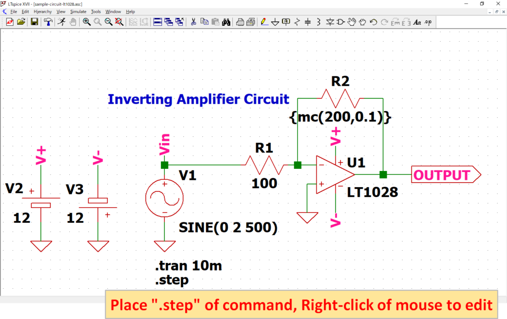 LTspice XVII Place .step