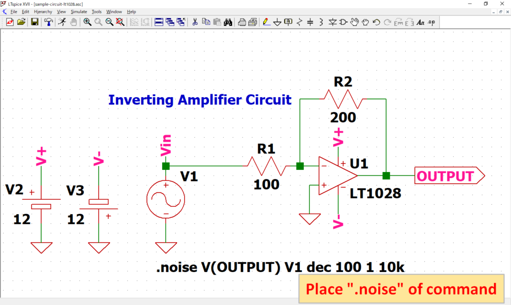 LTspice XVII Place .noise command