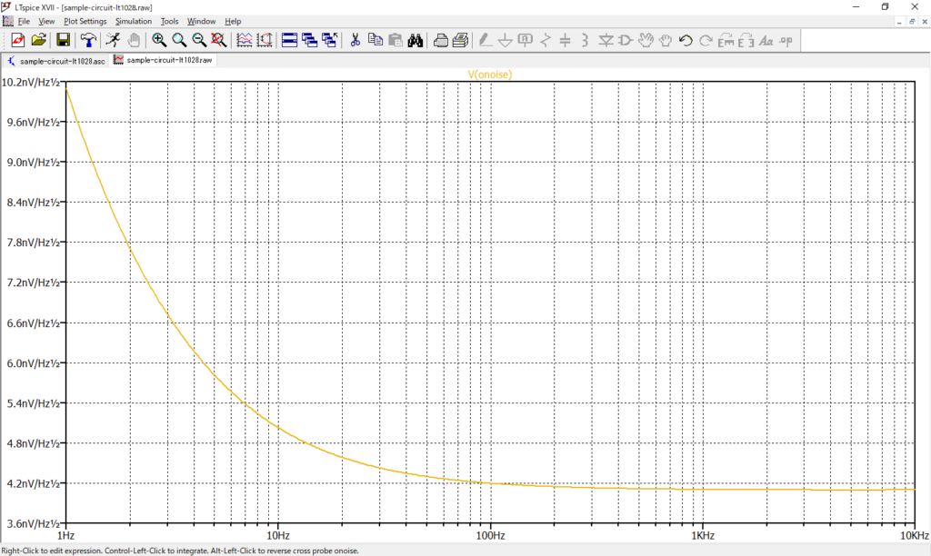 LTspice XVII Noise Frequency Characteristics