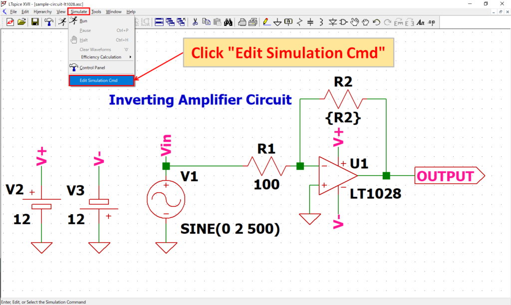 LTspice XVII Edit Simulation Cmd