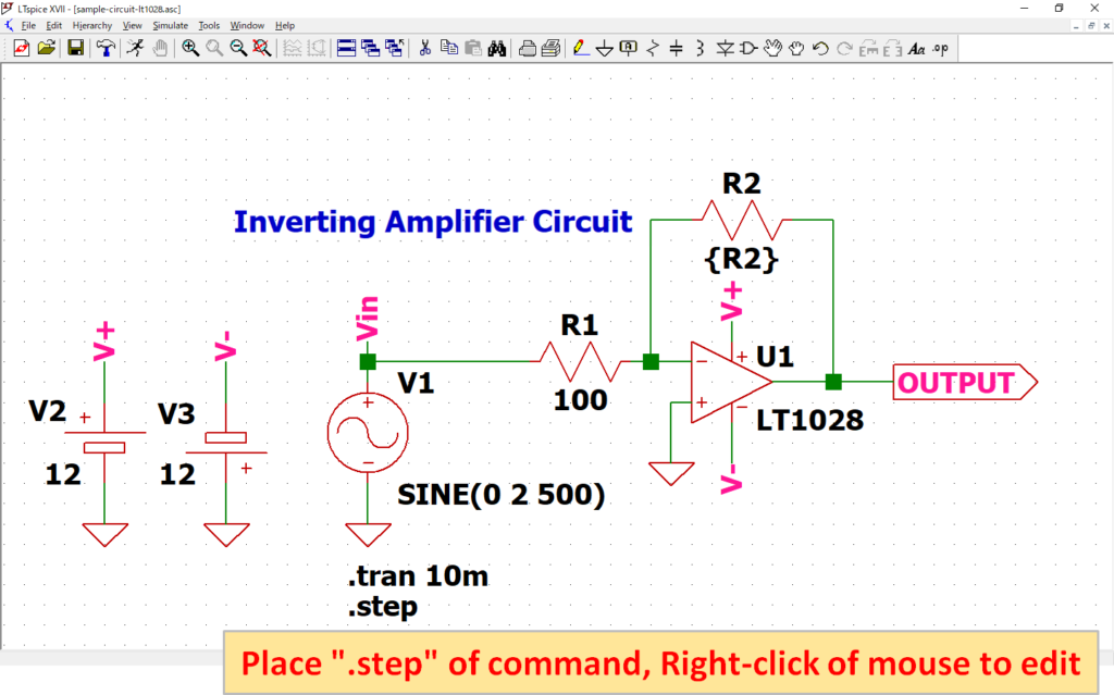 LTspice XVII Place .step