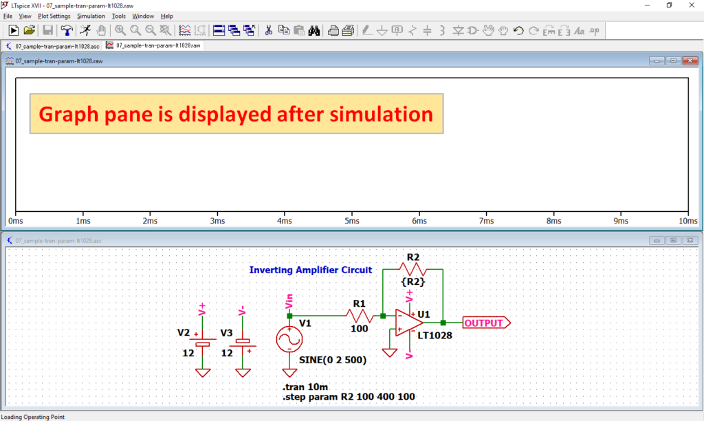 LTspice XVII Graph pane Displayed