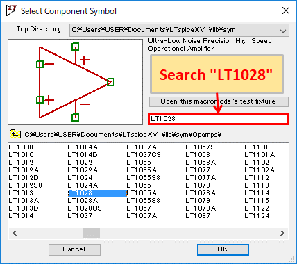 LTspice XVII Parts Search