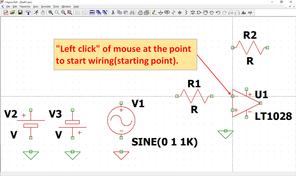 LTspice XVII Wire Start Point