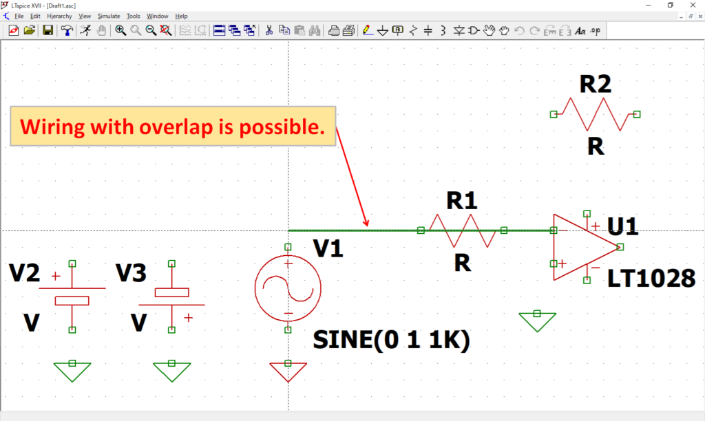 LTspice XVII Overlap Wiring