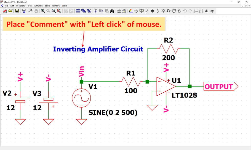 LTspice XVII Comment Placement