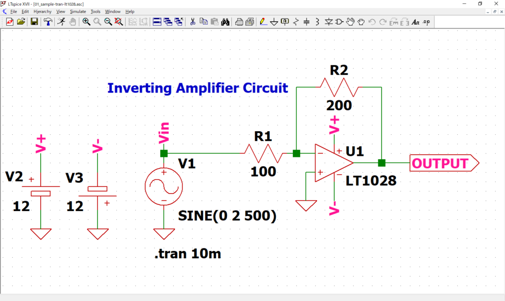 LTspice XVII Open 01_sample-tran-lt1028.asc