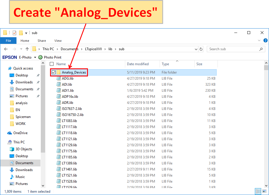 LTspice XVII Create Analog_Devices