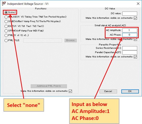 LTspice XVII Signal source setting