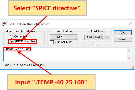 LTspice XVII SPICE directive .TEMP -40 25 100