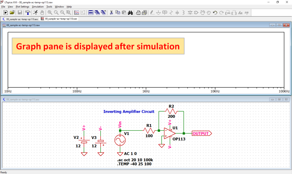 LTspice XVII Graph pane Displayed