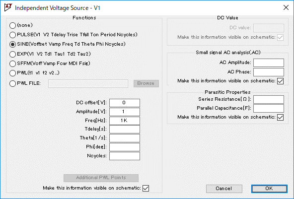 LTspice XVII Independent Voltage Source