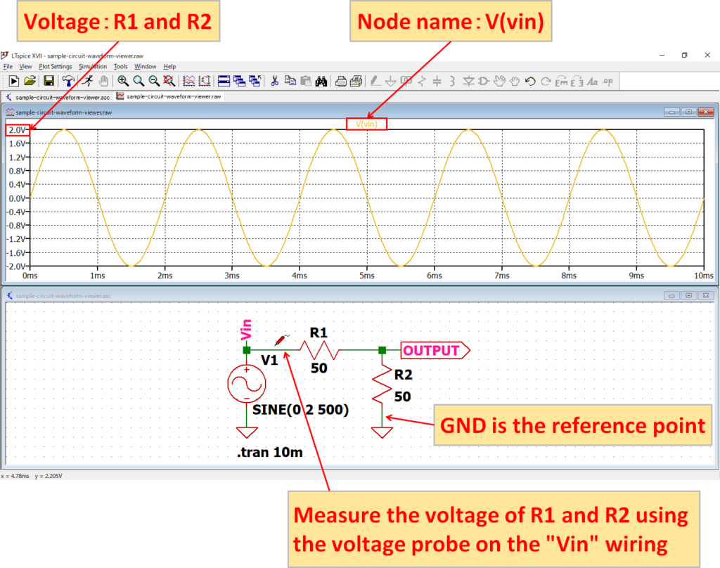 LTspice XVII Waveform Voltage R1 GND