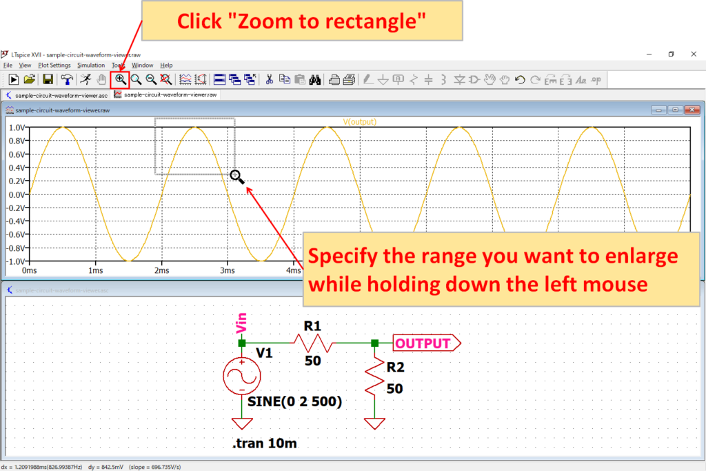 LTspice XVII Zoom to Rectangle