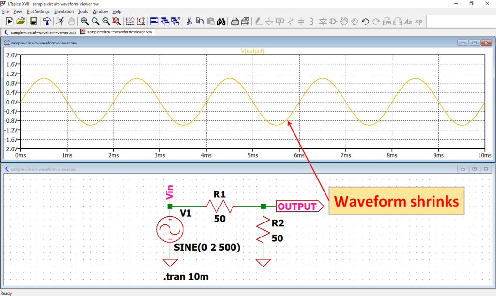 LTspice XVII Waveform shrinks