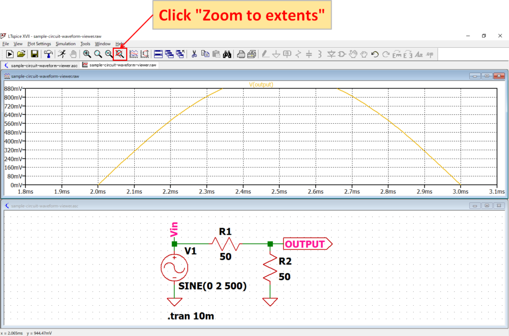 LTspice XVII Zoom to extents