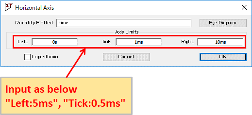 LTspice XVII Horizontal Axis Limits