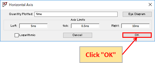 LTspice XVII Horizontal Axis Limits