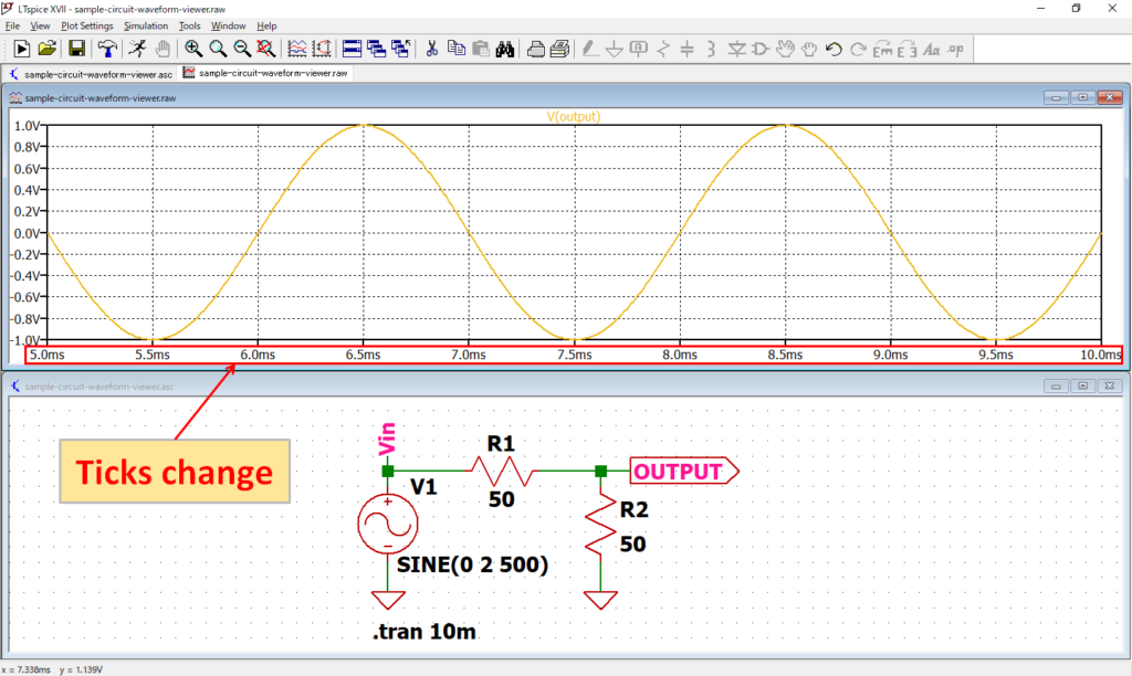 LTspice XVII Horizontal Axis Limits Changes