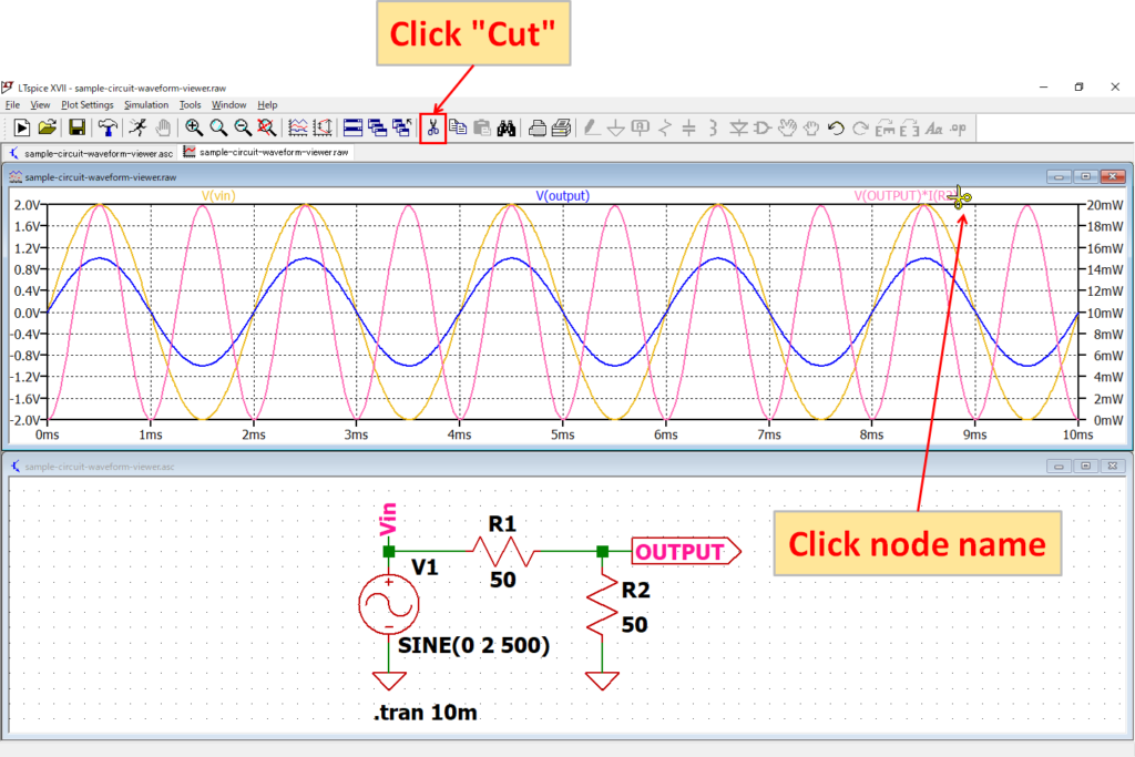 LTspice XVII Cut node name