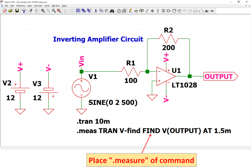 LTspice XVII .measure time axis measurement point measure