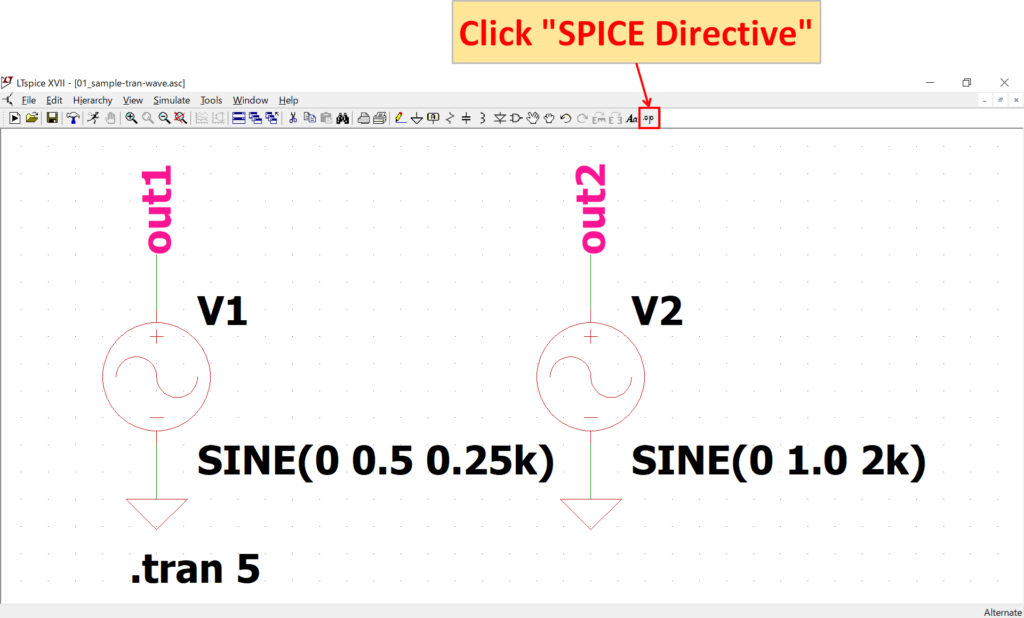 LTspice XVII 電源 GND node schematic SPICE Directive