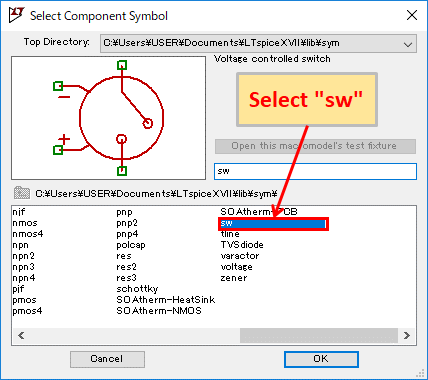 LTspice XVII Voltage conrtolled switch