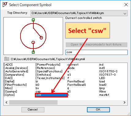 LTspice XVII Current controlled switch