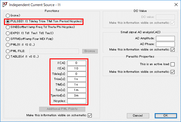 LTspice XVII Current controlled switch Source Setting