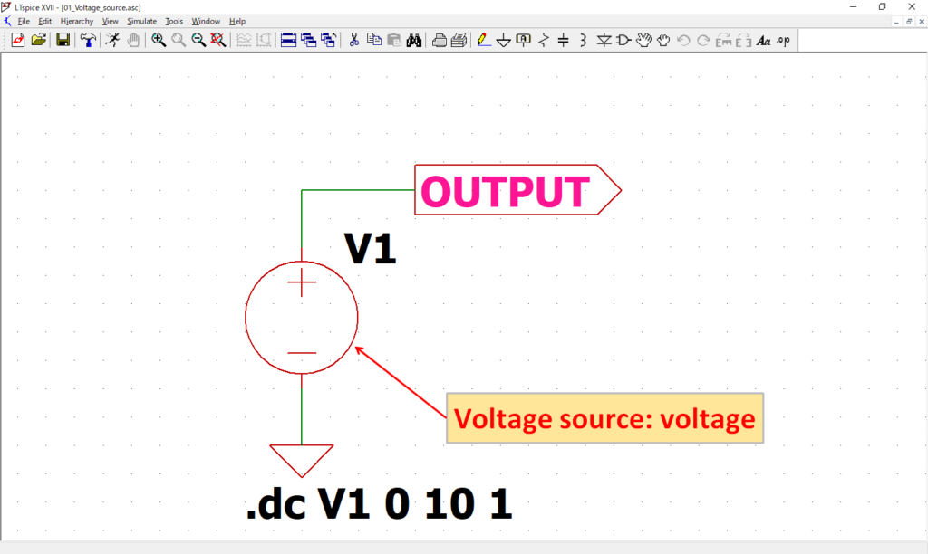 LTspice XVII Voltage source DC Sweep Analysis