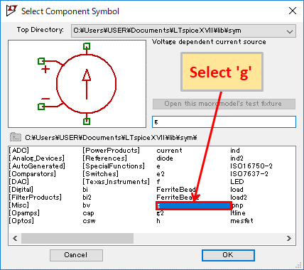 LTspice XVII Voltage dependent current source